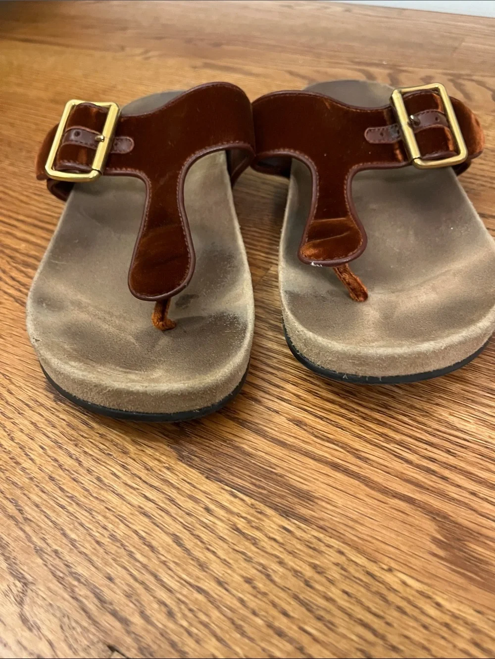 Women's Prada Velvet Leather Buckle Thong Sandals Size 39